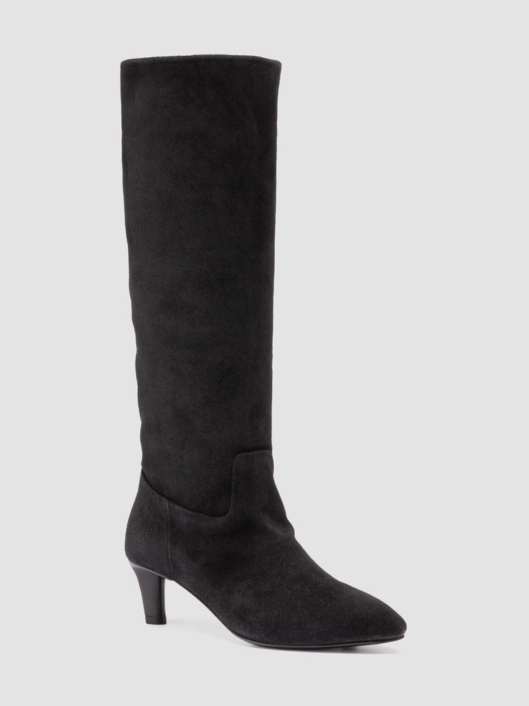 SUZY 006 - Black Suede Zipped Boots