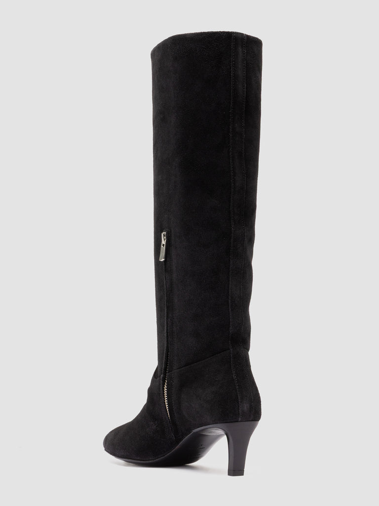 SUZY 006 - Black Suede Zipped Boots