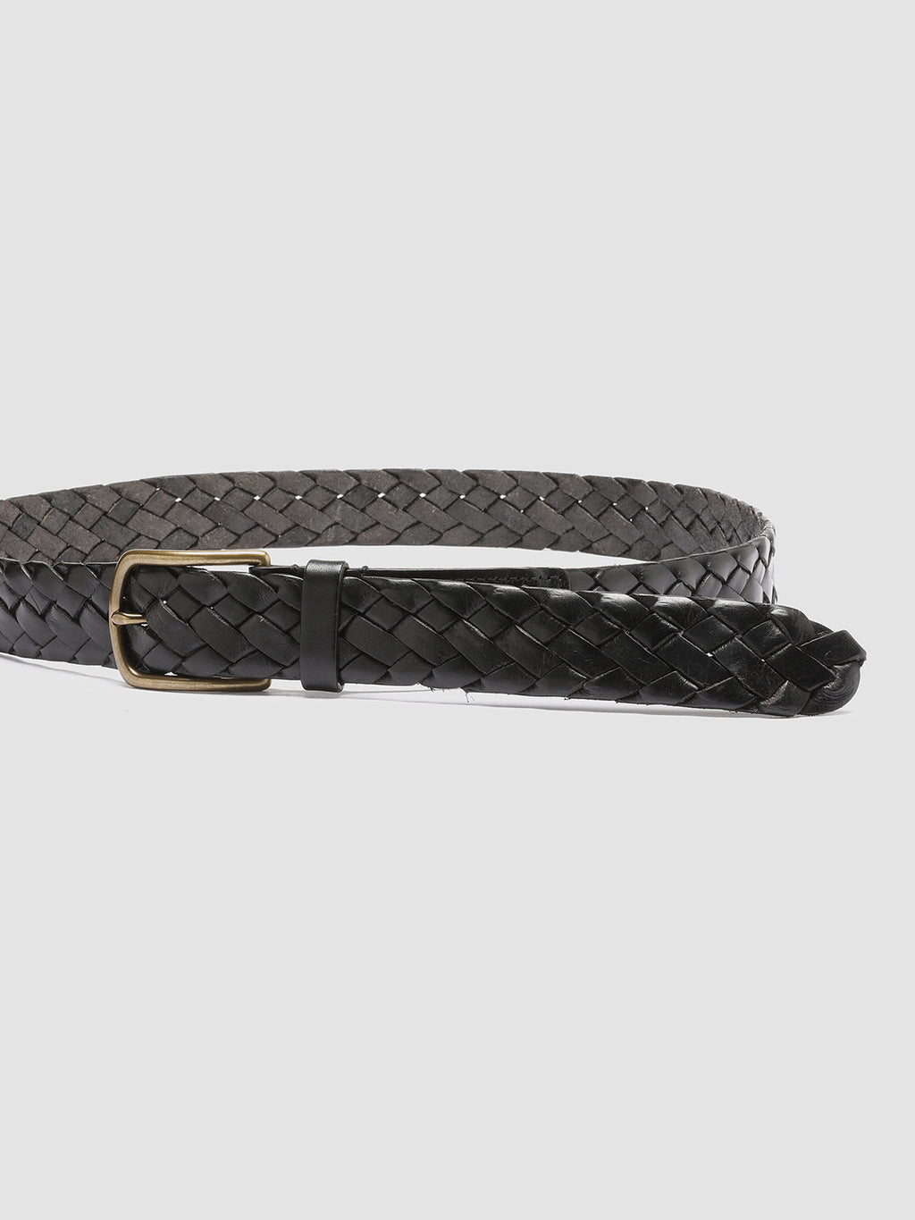 OC STRIP 21 - Cintura in Pelle Intrecciata Nera - image 4,side view