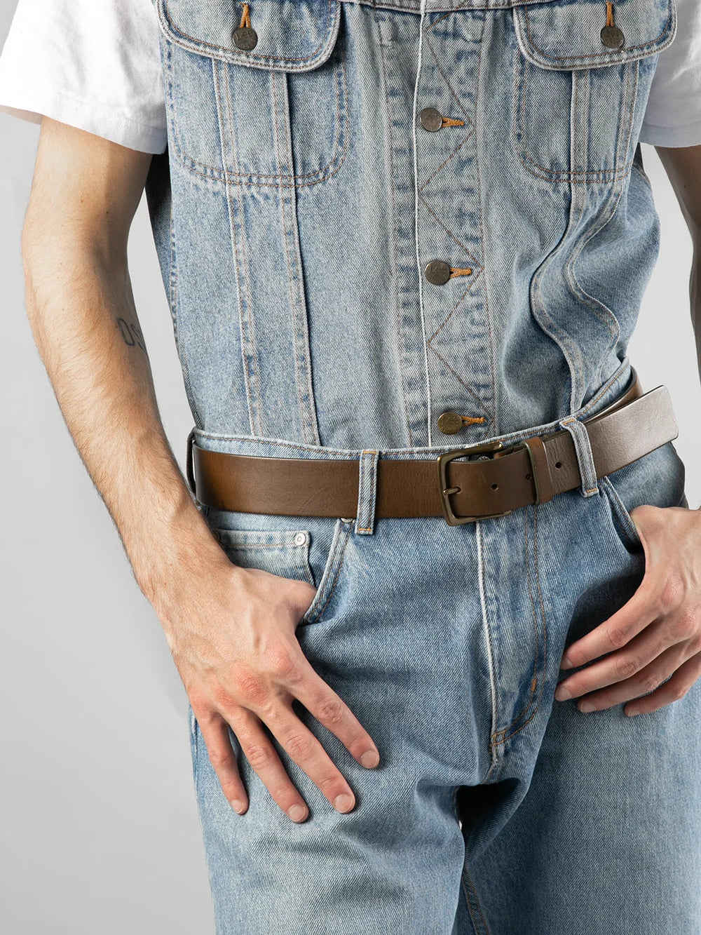 Mens Black Leather belt OC STRIP 22 Officine Creative - 5