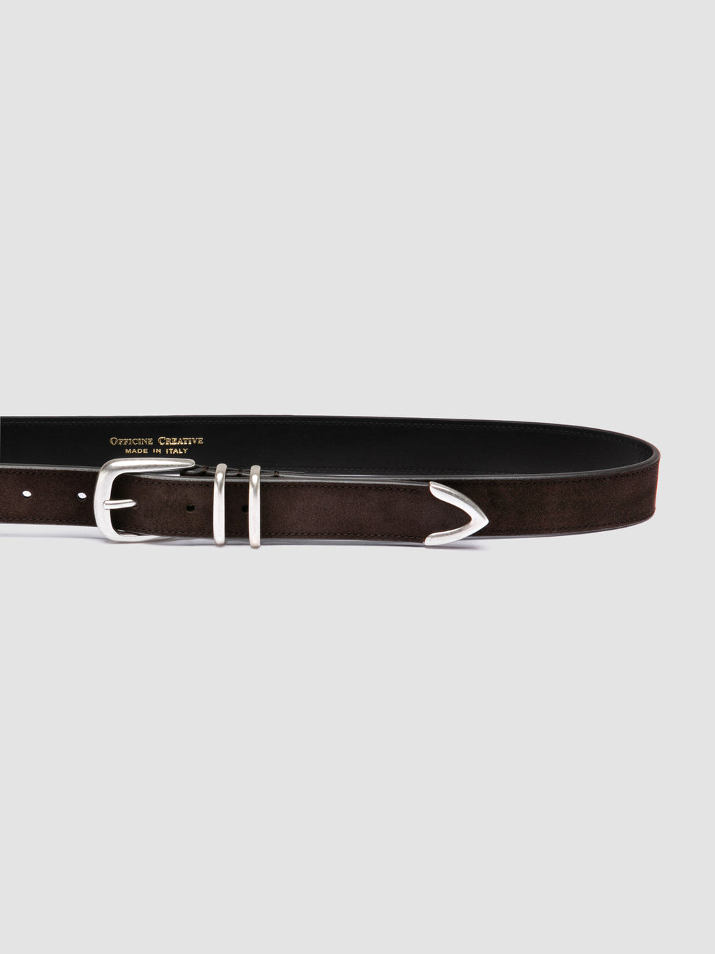 OC STRIP 074 - Cintura in Pelle Scamosciata Marrone - image 4,side view