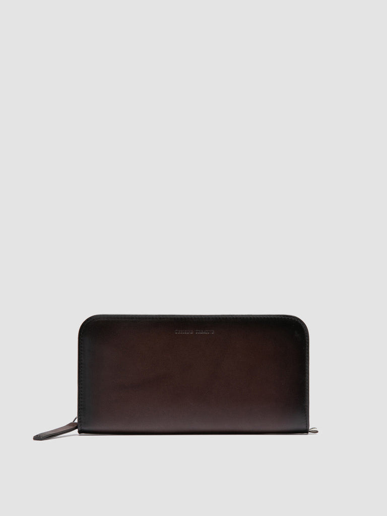 BERGE' 01 - Portafoglio con Zip in Pelle Marrone