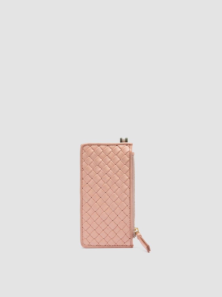 JULIET 103 - Portacarte in Pelle Intrecciata Rosa