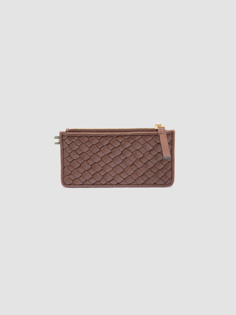 JULIET 103 - Portacarte in Pelle Intrecciata Marrone