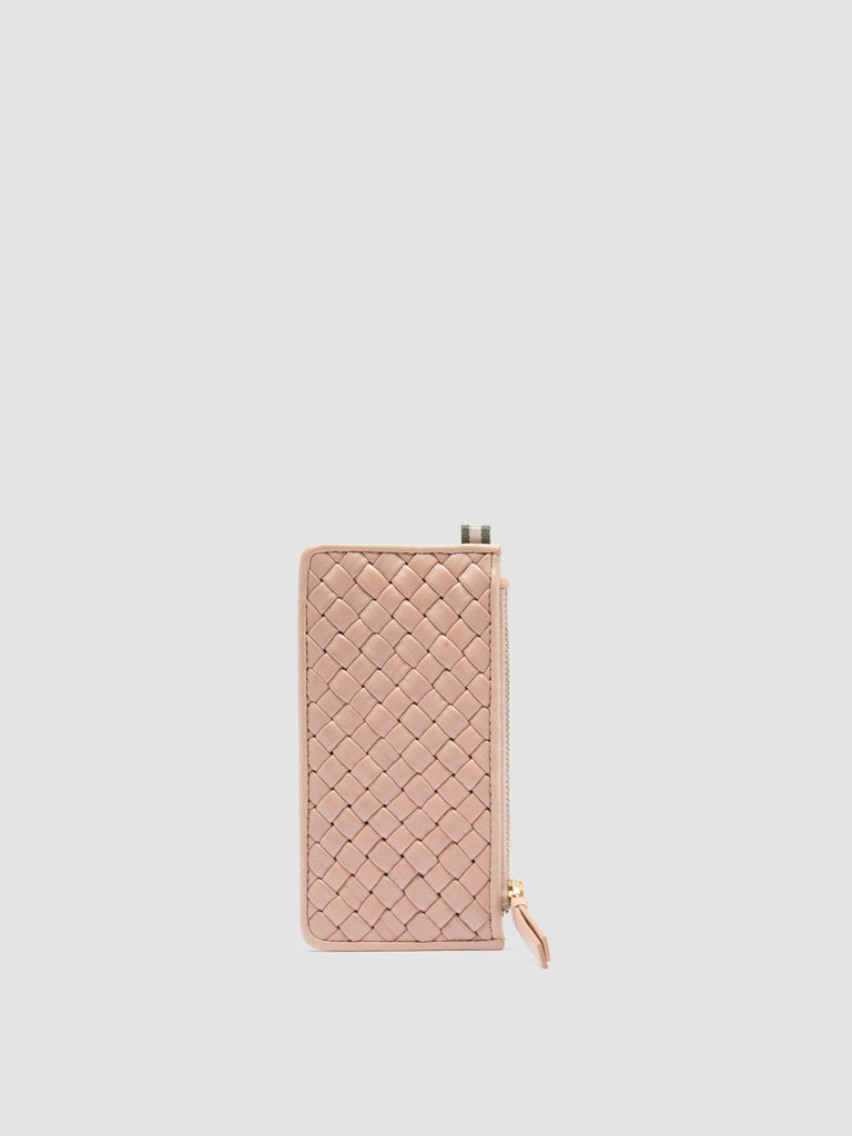 JULIET 103 - Portacarte in Pelle Intrecciata Rosa