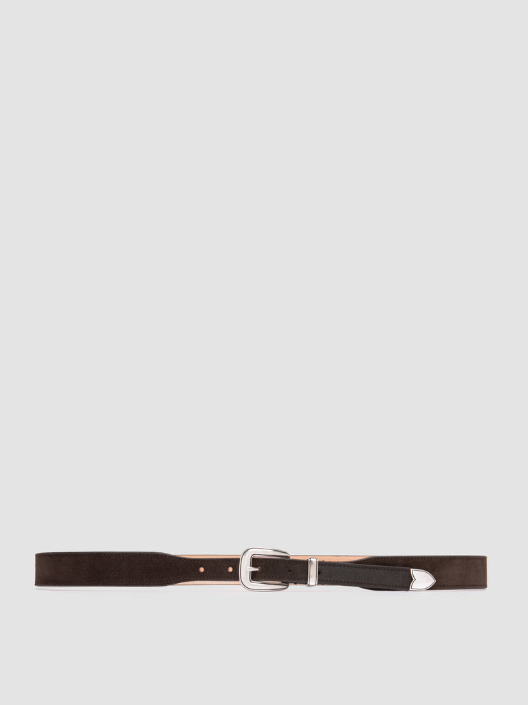 OC STRIP 092 - Cintura in Pelle Scamosciata Marrone