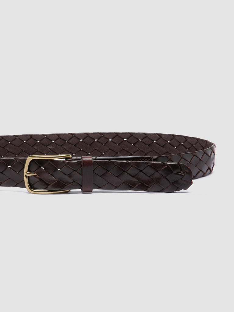 OC STRIP 21 - Cintura in Pelle Intrecciata Marrone