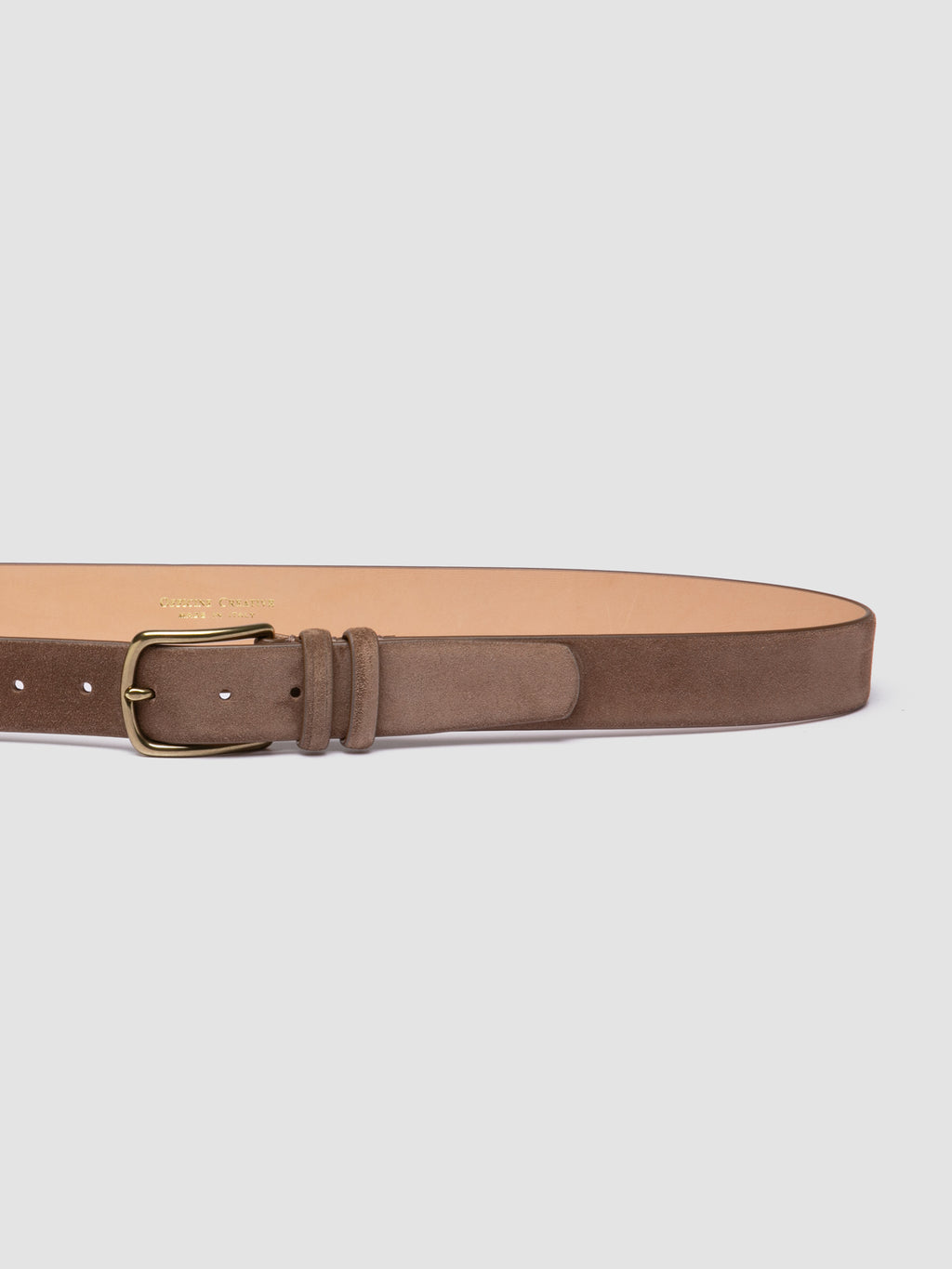 OC STRIP 33 - Cintura in Pelle Scamosciata Color Tortora - image 4,side view