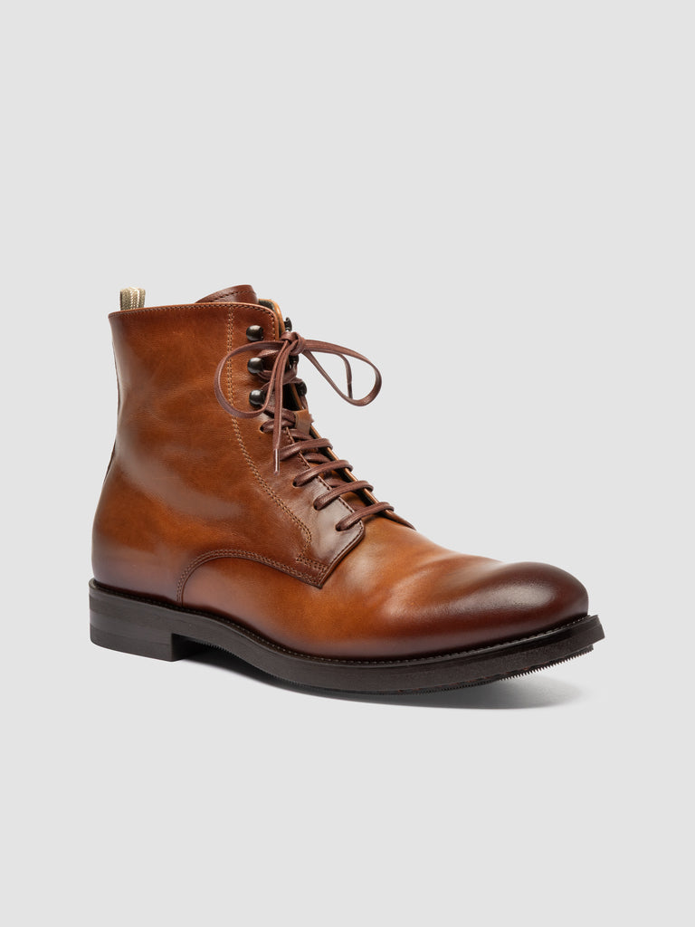 ACADEMIA 003 - Brown Leather Lace Up Boots