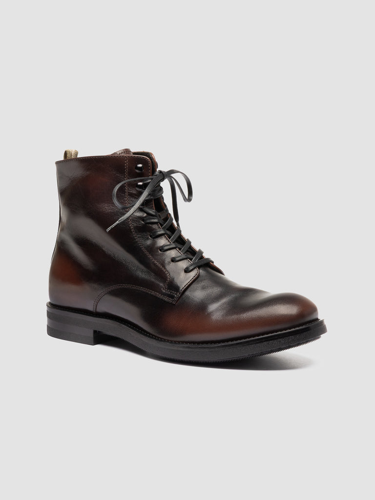 ACADEMIA 003 - Brown Leather Lace Up Boots