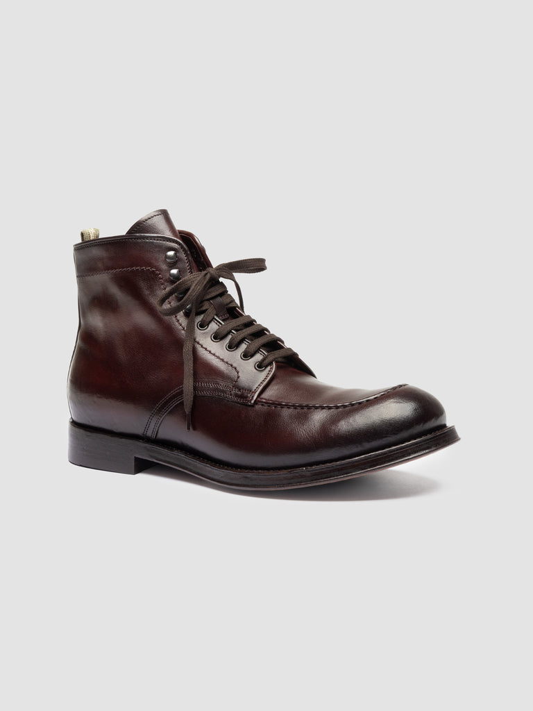ADMIRAL 014 - Burgundy Leather Lace Up Boots