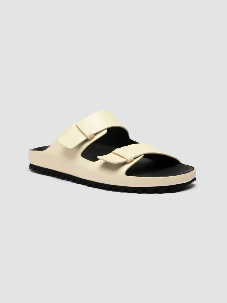AGORÀ 010 - Ivory Leather Slide Sandals