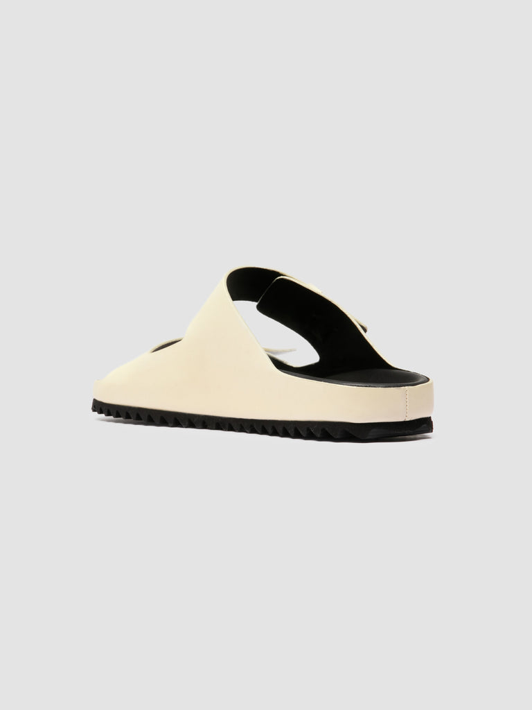 AGORÀ 010 - Ivory Leather Slide Sandals