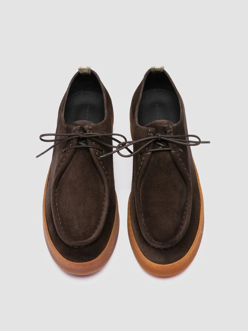 AMBRIE 003 - Scarpe Derby in Pelle Scamosciata Marrone - image 2,side view
