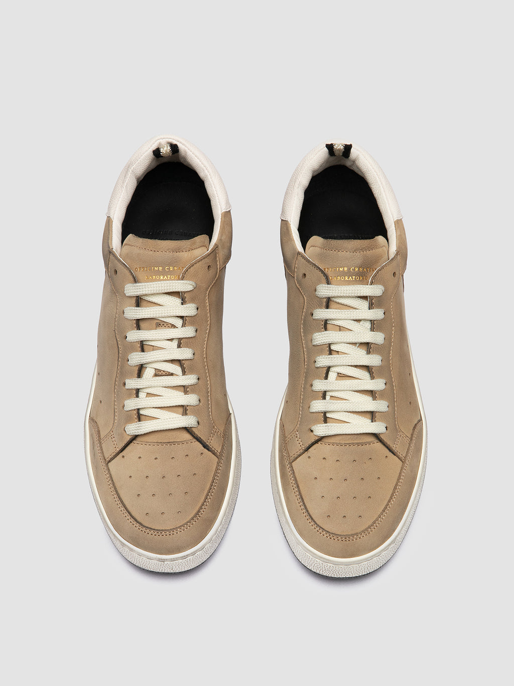 THE ANSWER 002 - Sneaker Basse in Camoscio e Pelle Beige