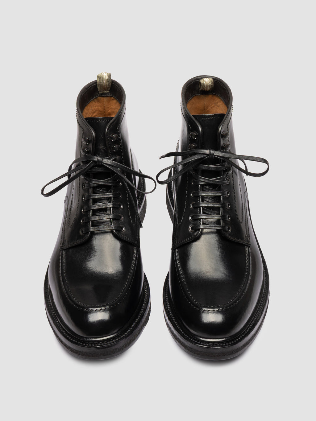 ASTON CREPE 004 - Stivali Stringati in Pelle Nera - image 2,side view