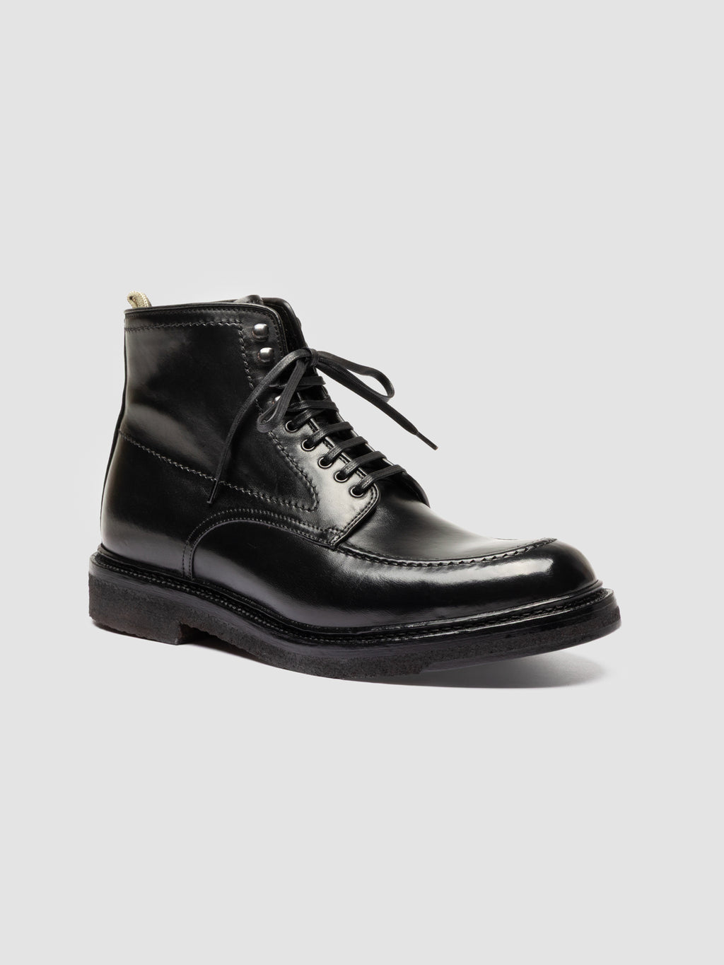 ASTON CREPE 004 - Stivali Stringati in Pelle Nera - image 3,side view