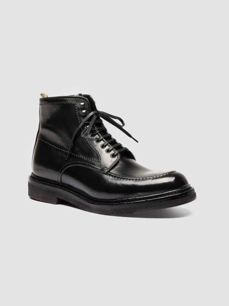 ASTON CREPE 004 - Black Leather Lace Up Boots