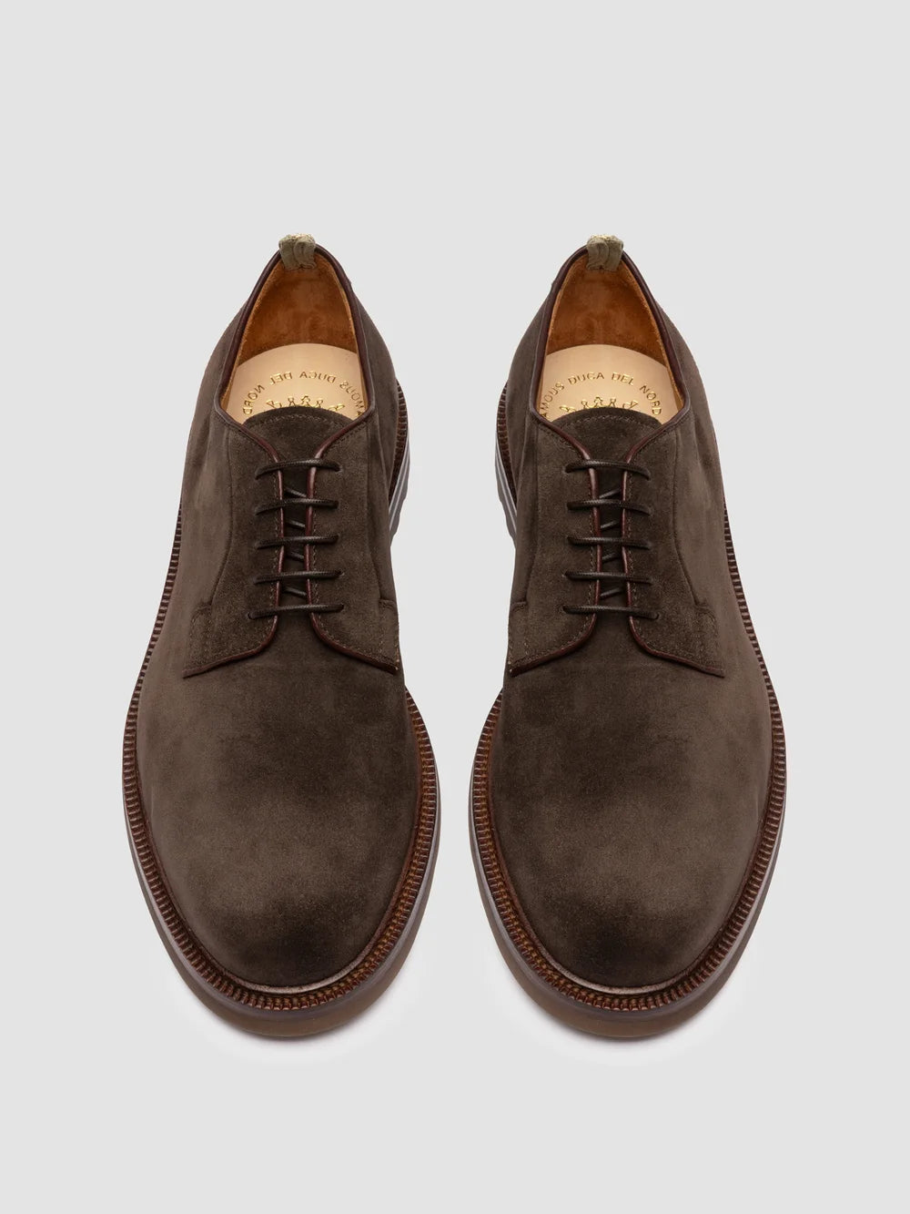 ASTON FLEXI 001 - Scarpe Derby in Pelle Scamosciata Marrone - image 2,side view