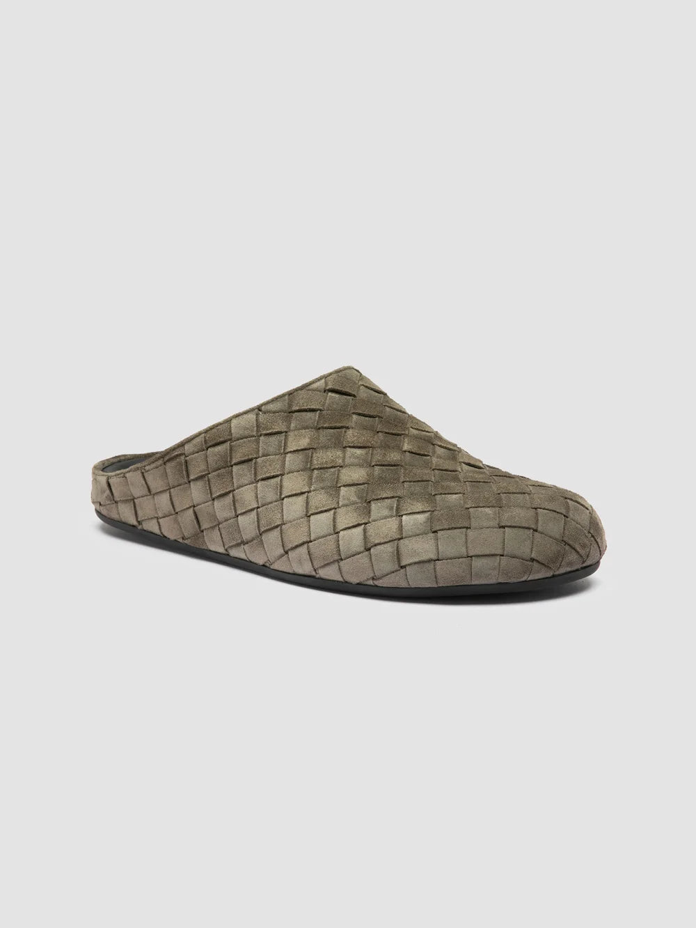 BABOUCHE 005 - Green Woven Leather Mule Sandals - image 3,side view