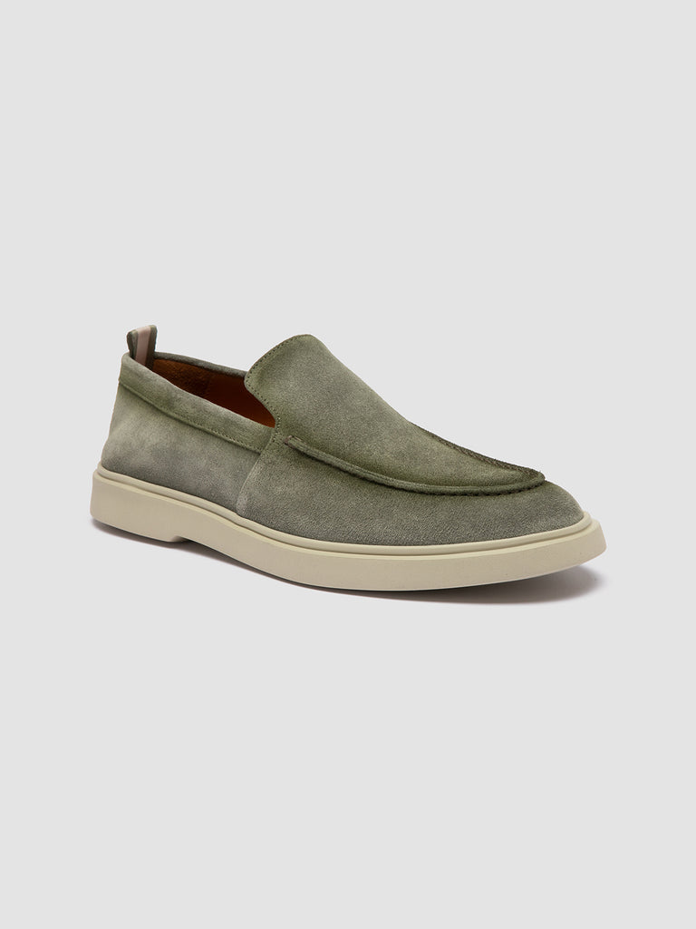 BONES 002 - Mocassini in Pelle Scamosciata Verde
