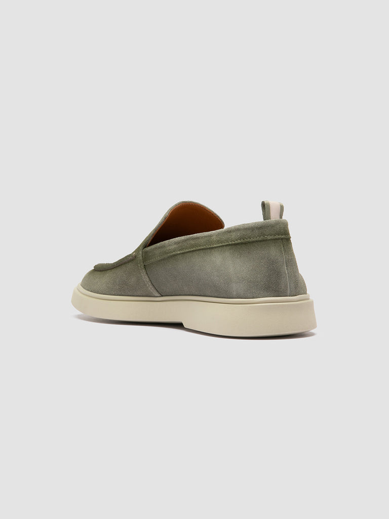 BONES 002 - Mocassini in Pelle Scamosciata Verde