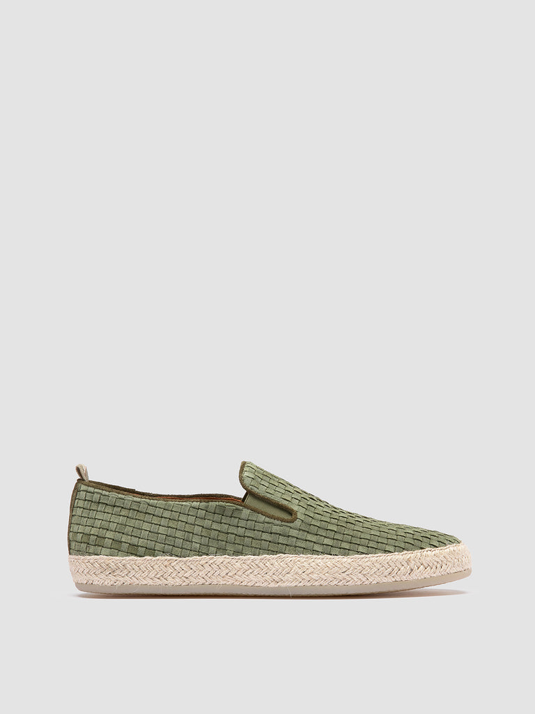 BOWLINE 001 - Espadrillas in Pelle Intrecciata Verde