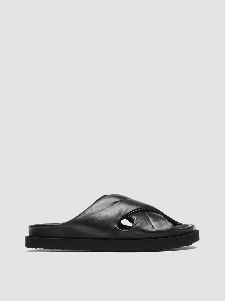 CHORA 004 - Black Leather Slide Sandals Men Officine Creative - 1