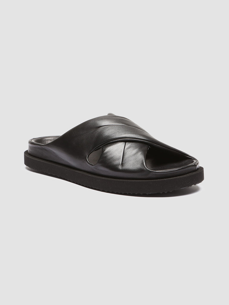 CHORA 004 - Black Leather Slide Sandals Men Officine Creative - 3