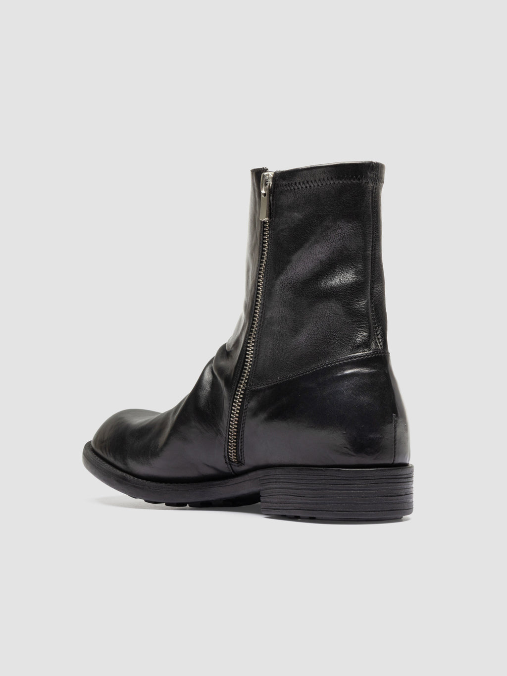 DIARY 015 - Black Stretch Leather Zipped Boots - image 4,side view