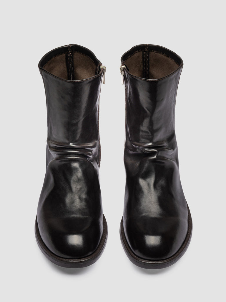 DIARY 015 - Dark Brown Stretch Leather Zip Boots