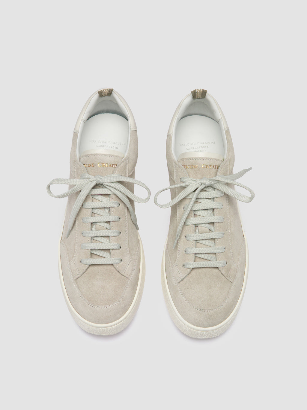 THE DIME 001 - Sneaker Basse in Pelle Scamosciata Bianco Sporco