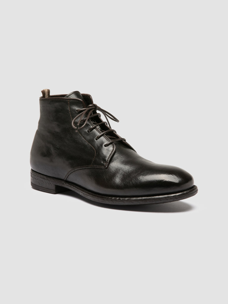 EMORY 023 - Stivali Stringati in Pelle Marrone