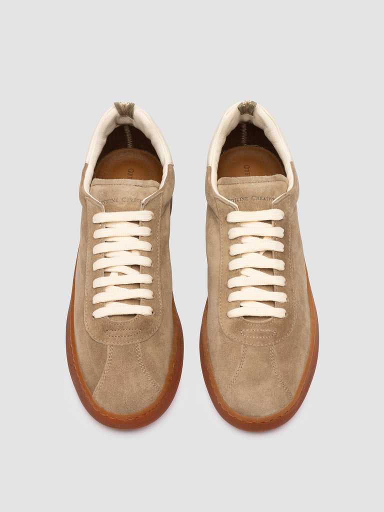 GINNASIO 001 - Beige Leather and Suede Sneakers