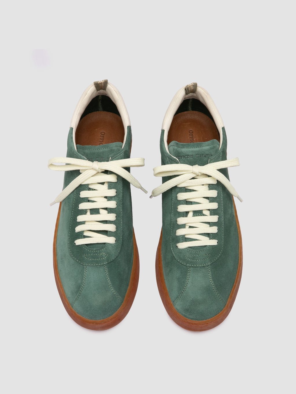 GINNASIO 001 - Green Leather and Suede Sneakers - image 2,side view