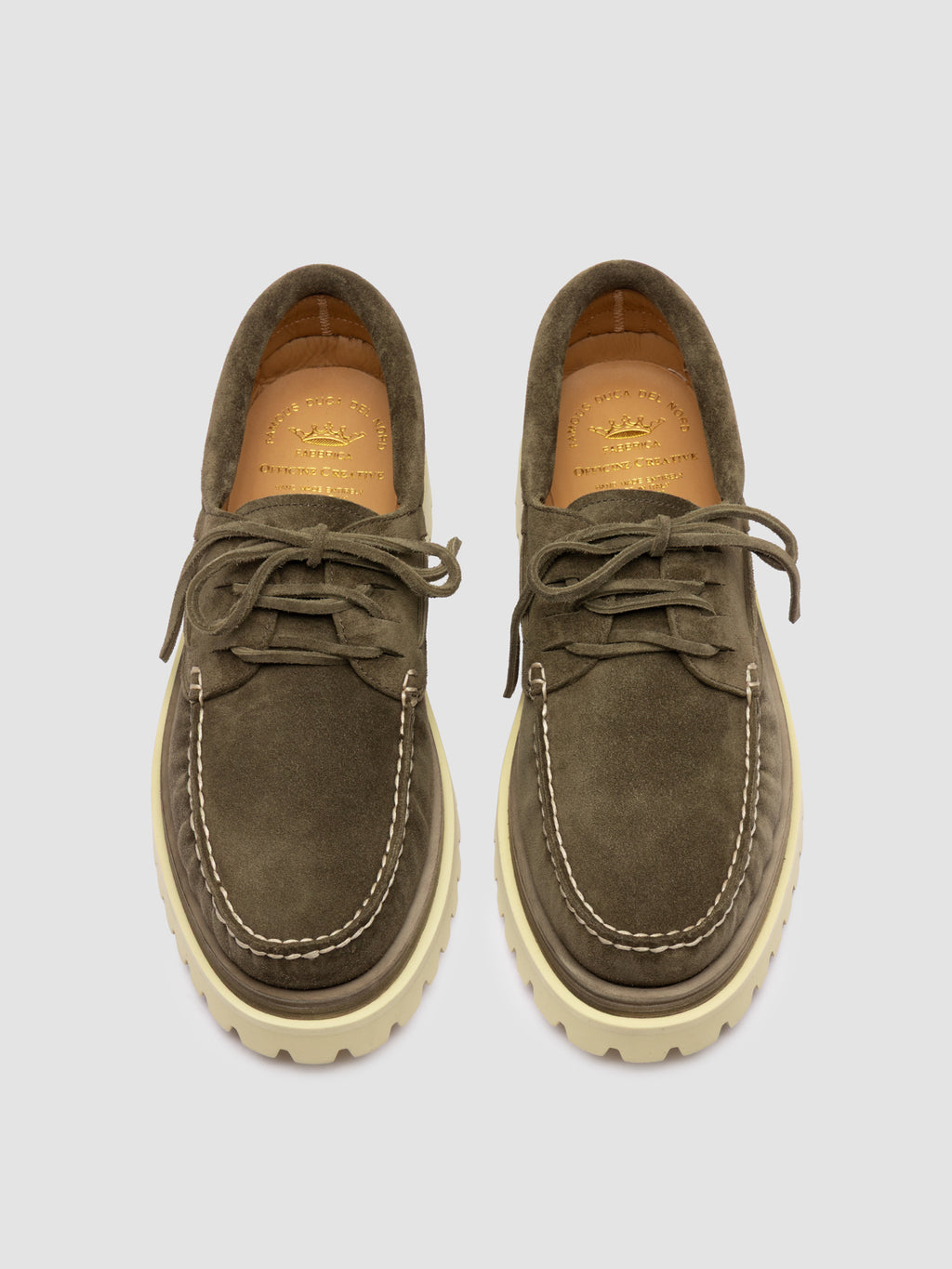 HERITAGE 001 - Green Lug Sole Suede Moccasins - image 2,side view