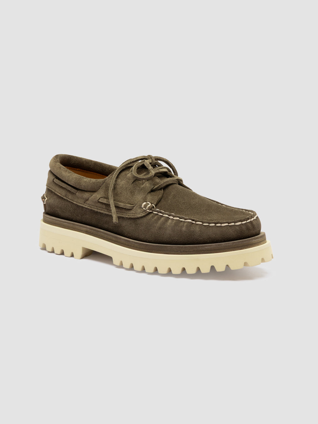HERITAGE 001 - Green Lug Sole Suede Moccasins - image 3,side view