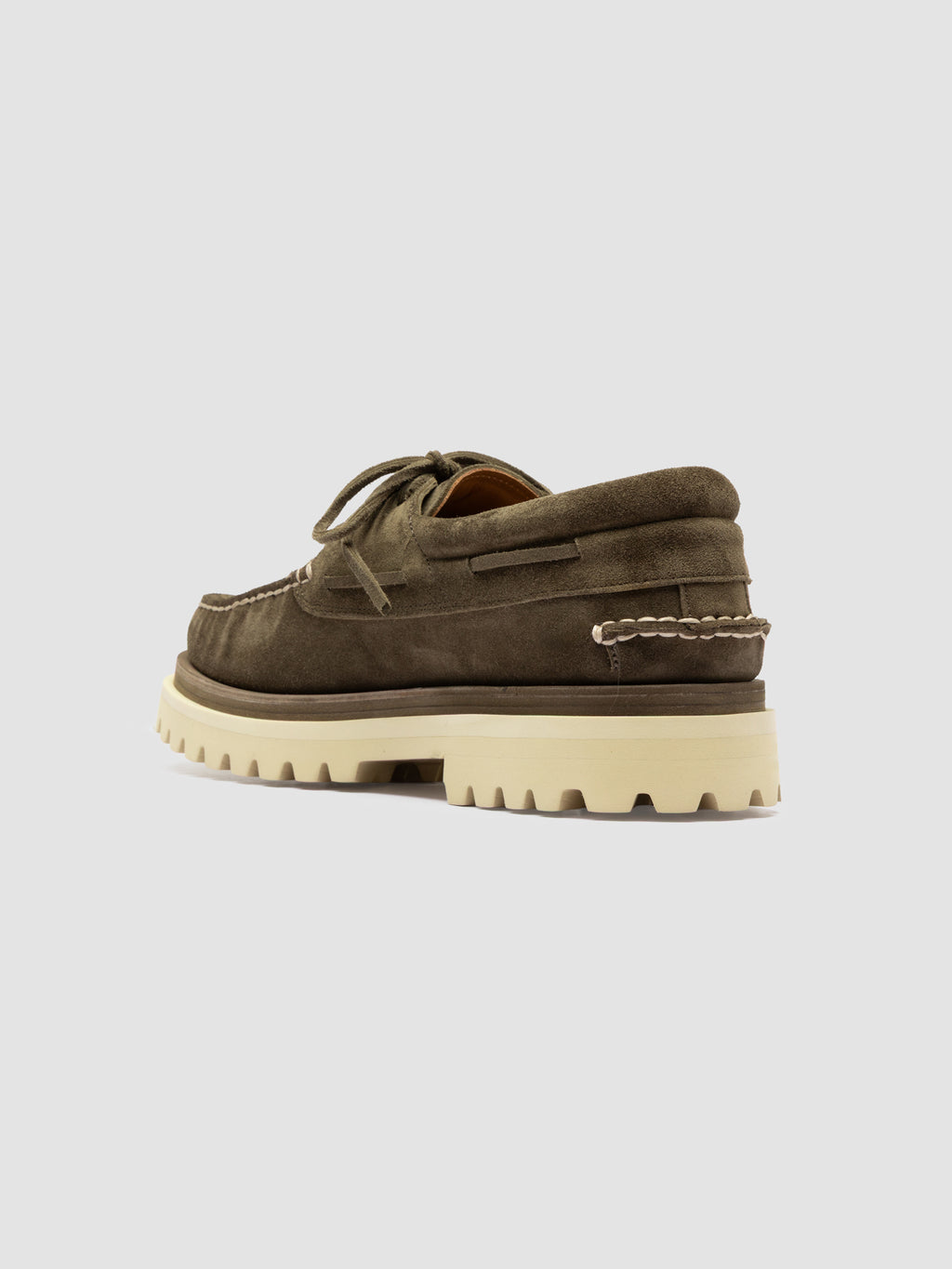 HERITAGE 001 - Green Lug Sole Suede Moccasins - image 4,side view