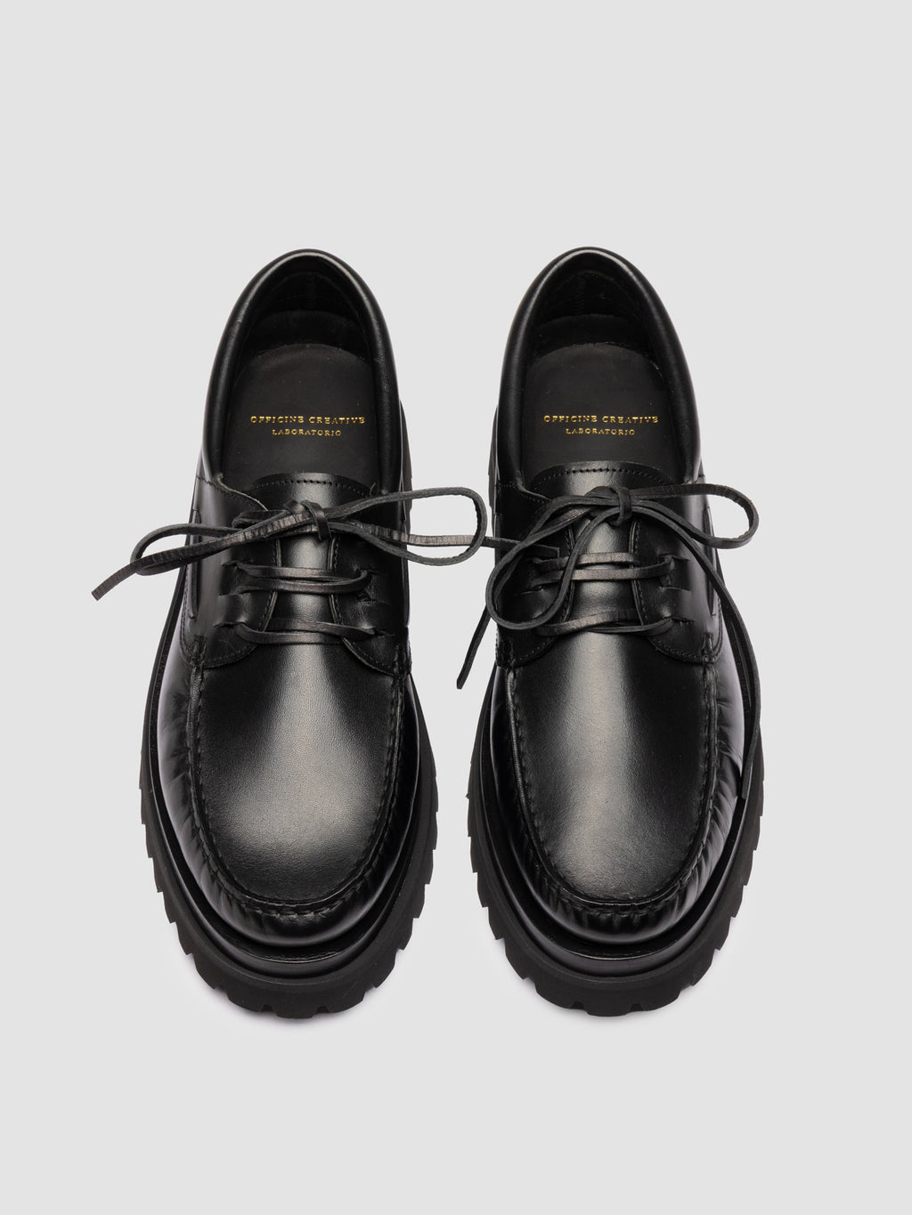 HERITAGE 001 - Black Lug Sole Leather Moccasins - image 2,side view