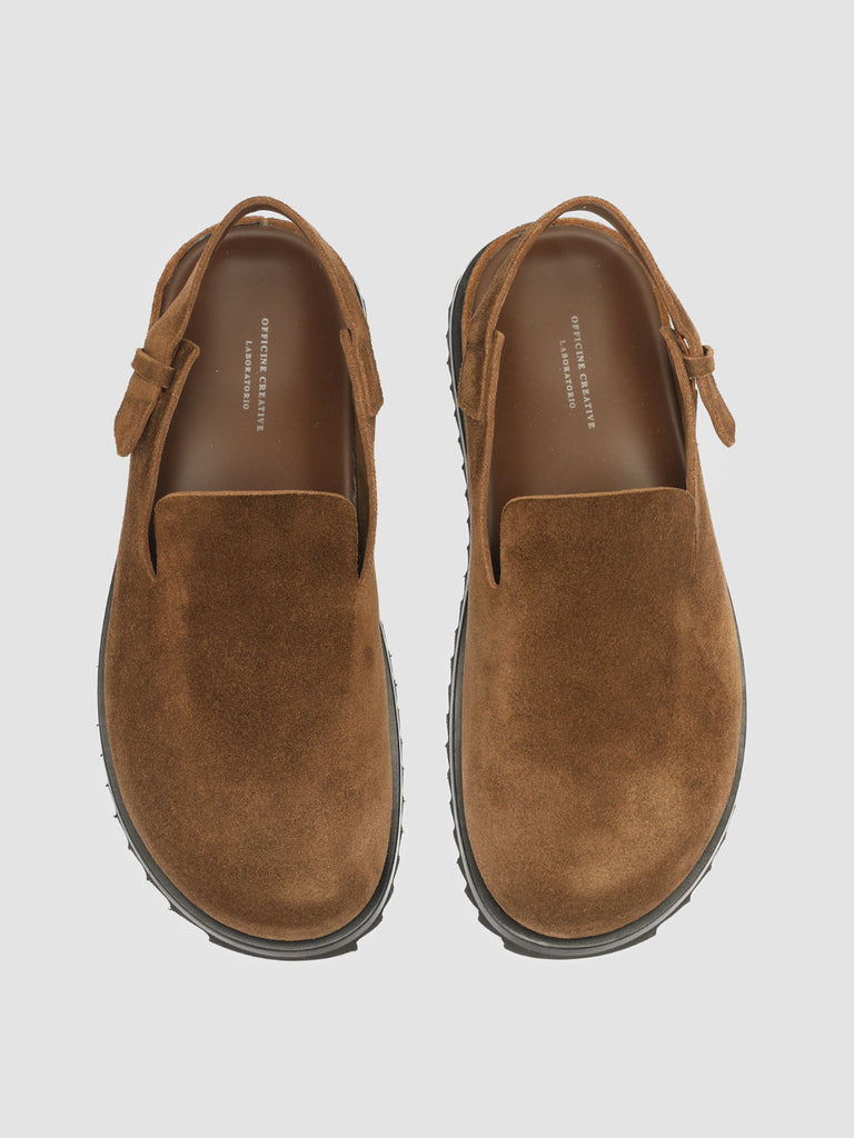INTROSPECTUS 002 - Brown Suede Back Strap Sandals