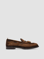 IVIES 002 - Mocassini con Nappine in Pelle Scamosciata Marrone