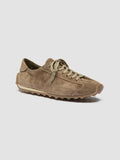 JARRED 001 - Sneaker Basse in Pelle Scamosciata Color Tortora - thumb image 3,side view