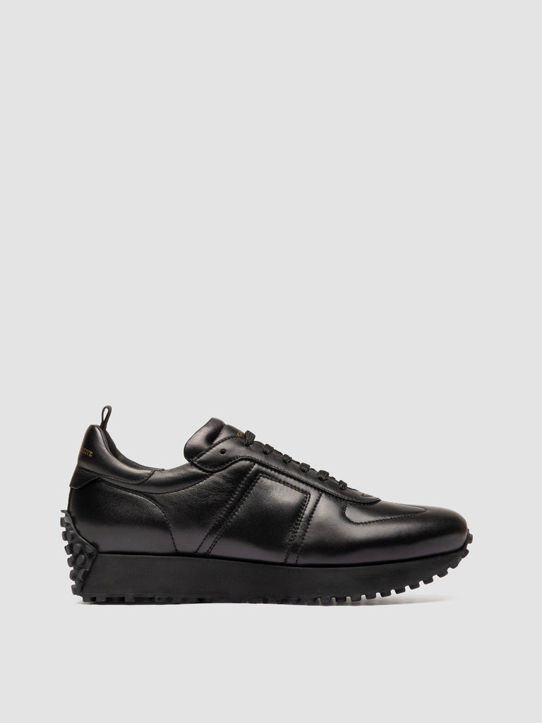 KASBA 003 - Black Leather Low Top Sneakers