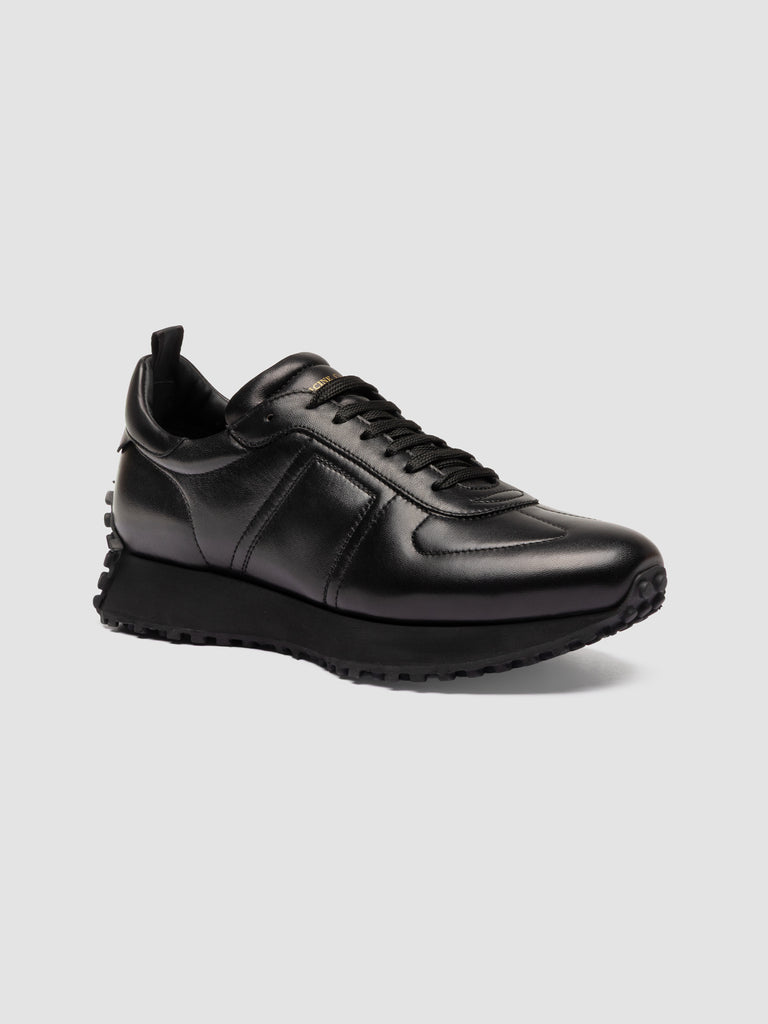 KASBA 003 - Black Leather Low Top Sneakers