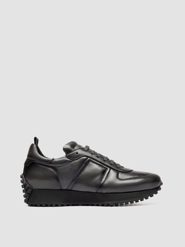 KASBA 003 - Grey Leather Low Top Sneakers