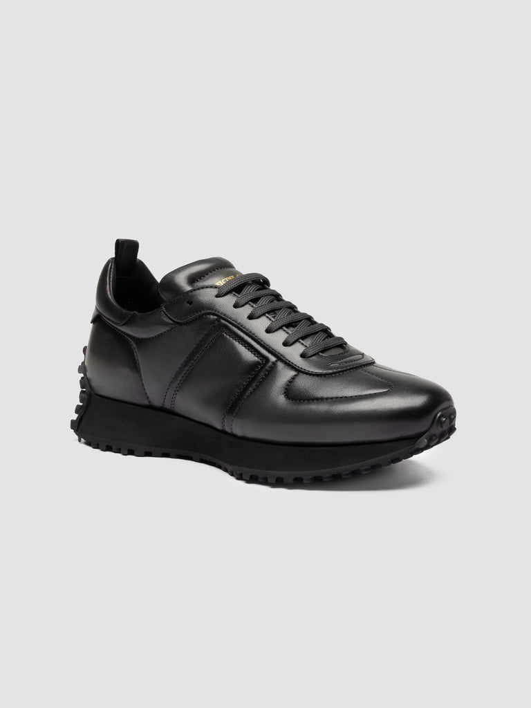 KASBA 003 - Grey Leather Low Top Sneakers