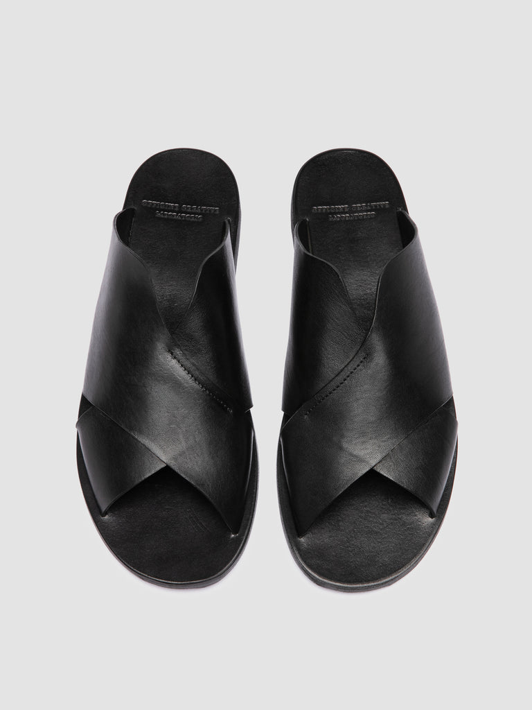KIMOLOS 015 - Black Leather Slide Sandals