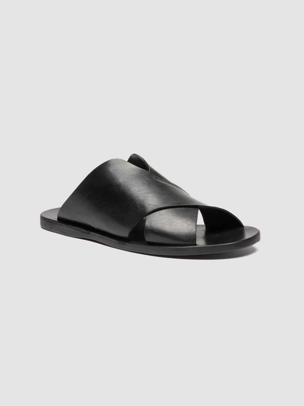 KIMOLOS 015 - Black Leather Slide Sandals