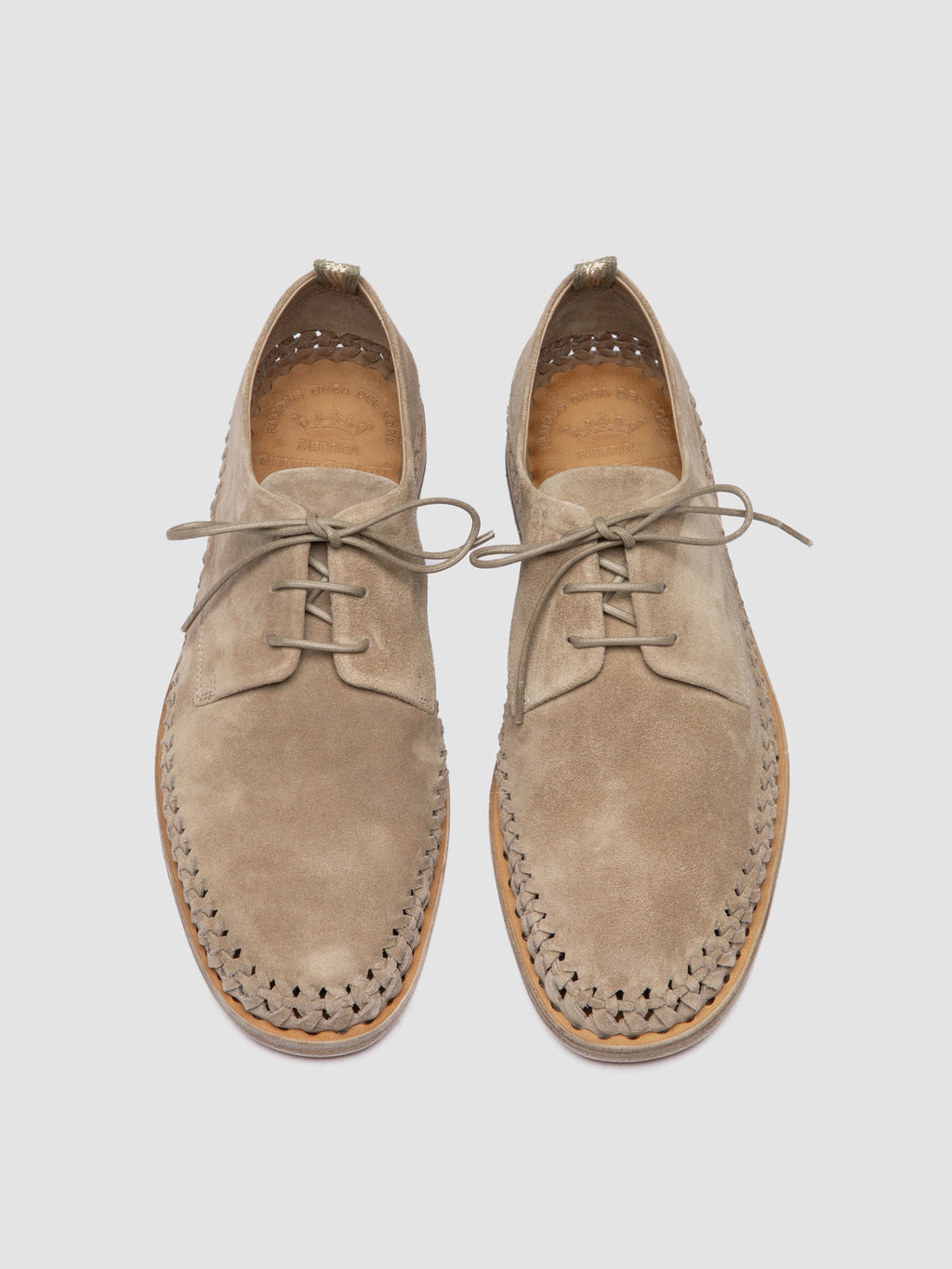 MILES 001 - Beige Suede Derby Shoes - image 2,side view