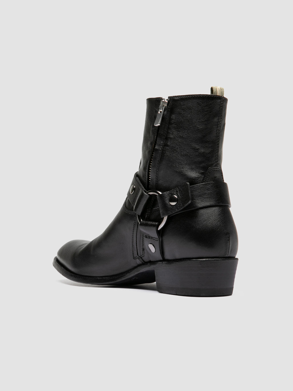 MONEGAL 004 - Black Leather Zipped Boots - image 4,side view